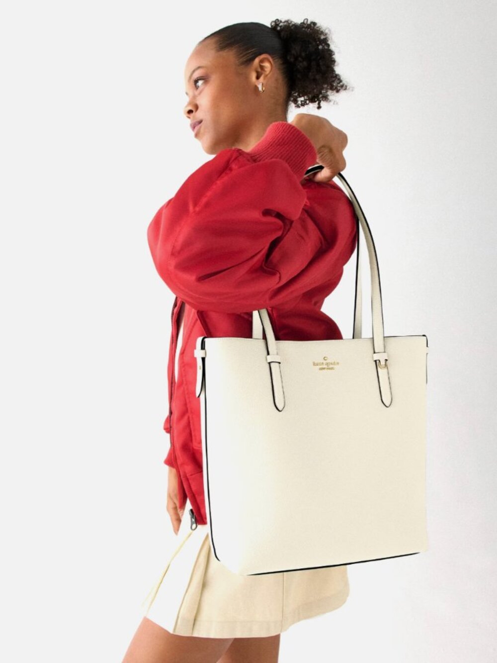 New Kate Spade Juliette Pebble Leather Medium Tote Meringue